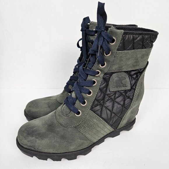 Sorel Lexie Slate Gray/Black Quilted Hidden Wedge Waterproof Boot 10 - Picture 5 of 8